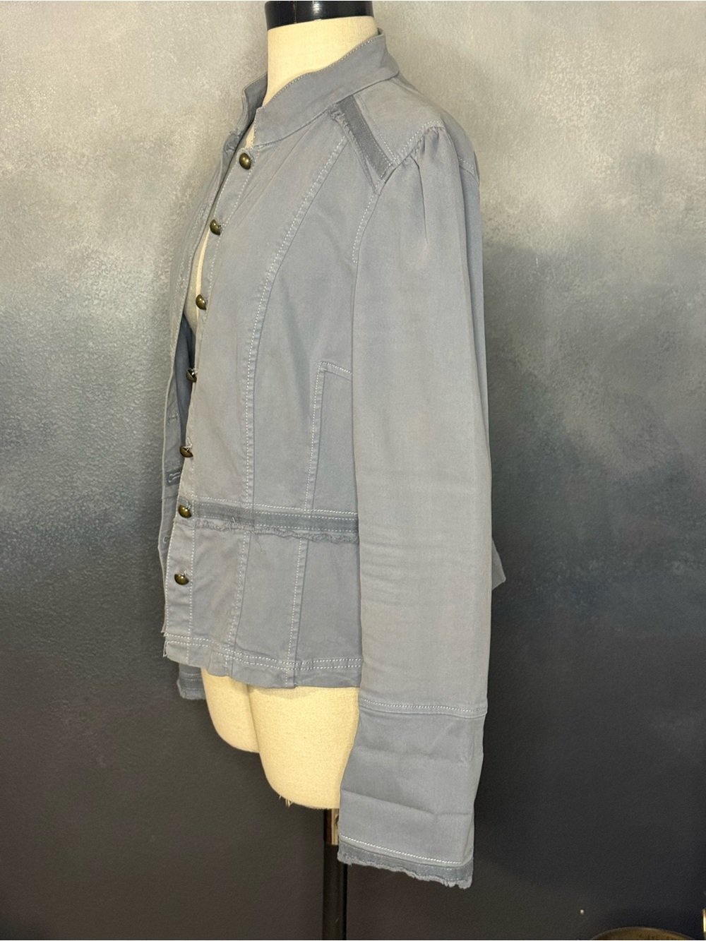 White House Black Market Blue Stretch Utility Jacket | Button Front | Women's 10 - Picture 5 of 8